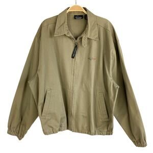 Vintage Y2K Greg Norman Golf Jacket Men L Khaki Full Zip Old Money Retro Outdoor